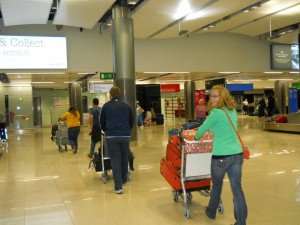 At the Dublin airport with our trolleys.