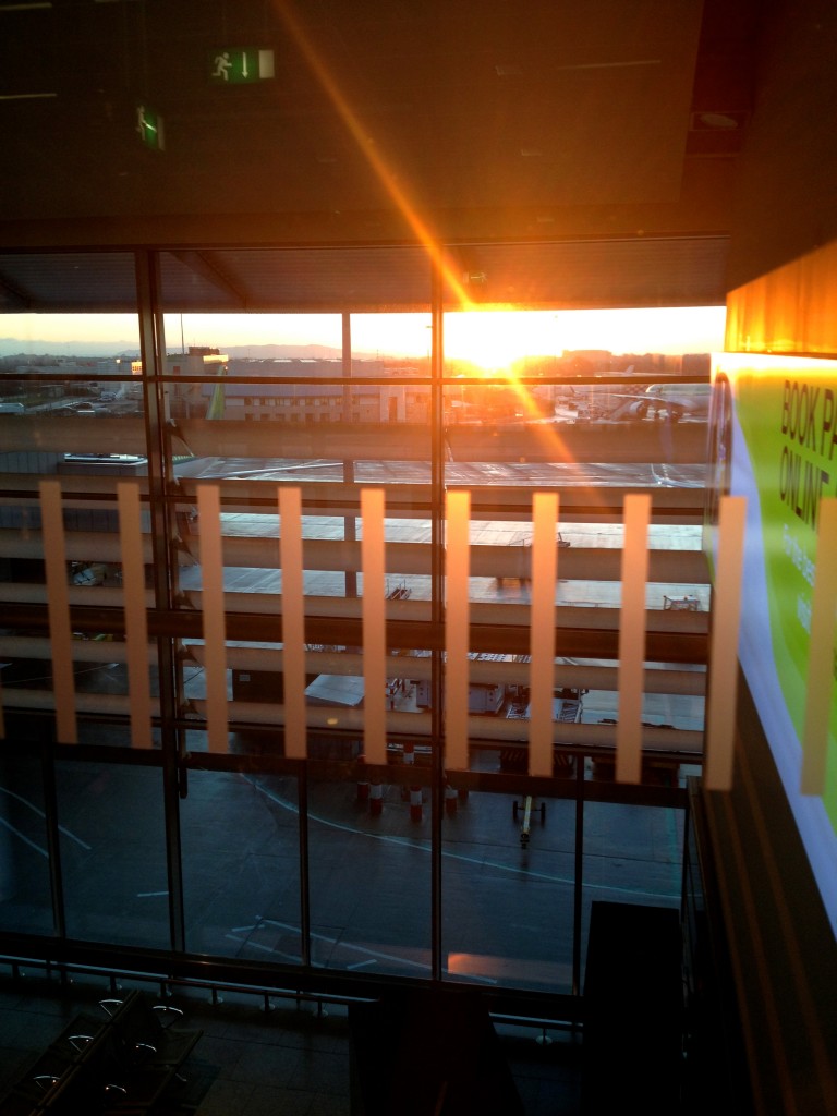 The first sight that greeted me when I came back to Ireland after Christmas break: sunrise over the Dublin airport.