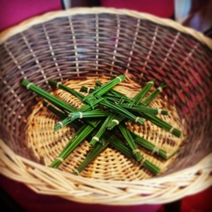 The beginning of our Brigid-cross making!