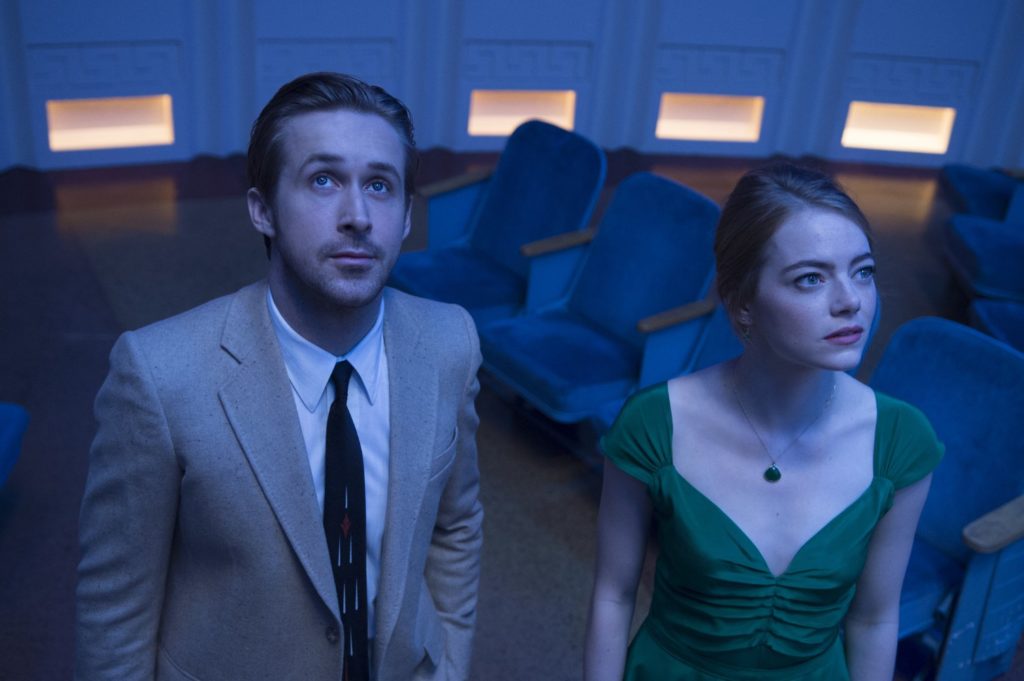 Ryan Gosling and Emma Stone as Sebastian and Mia.