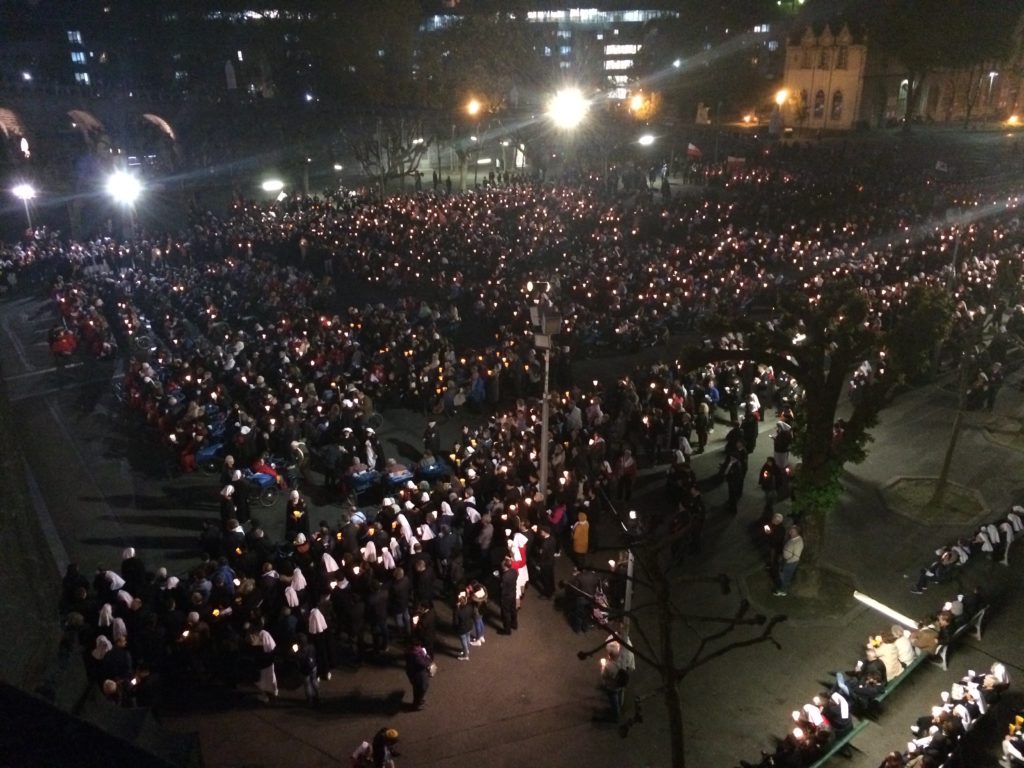 The nightly Marian Procession at the Sanctuary of Our Lady of Lourdes.